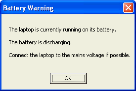 Screenshot of BattRun warning message