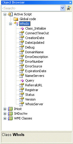 Class members are shown in object browser