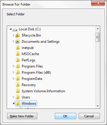 Select Folder dialog (Shell.Application)