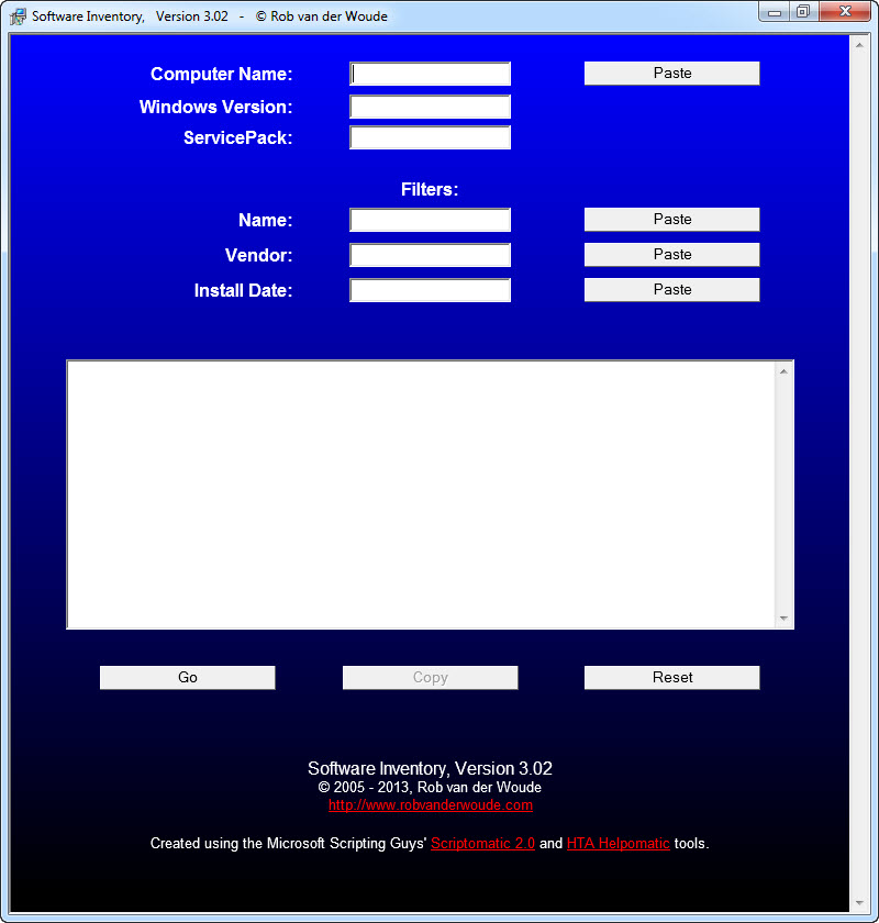 Screenshot of Software.hta - Software Inventory