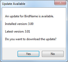 BirdName update message