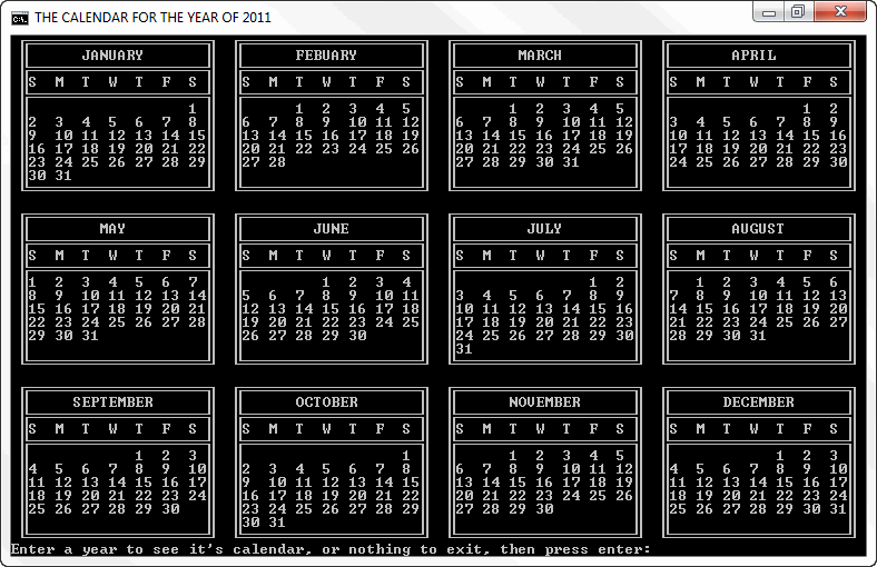 Calendar.bat screenshot