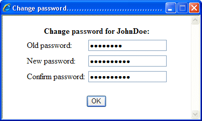 Sample change password dialog created using VBScript and Internet Explorer