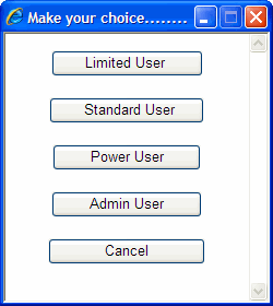 Internet Explorer buttons dialog