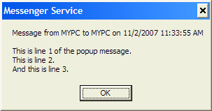 Multi line message box with NET SEND command