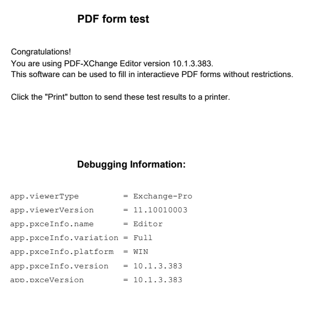PDF-XChange Editor printed output