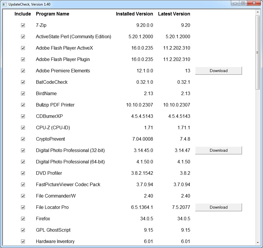 UpdateCheck 1.40 Screenshot