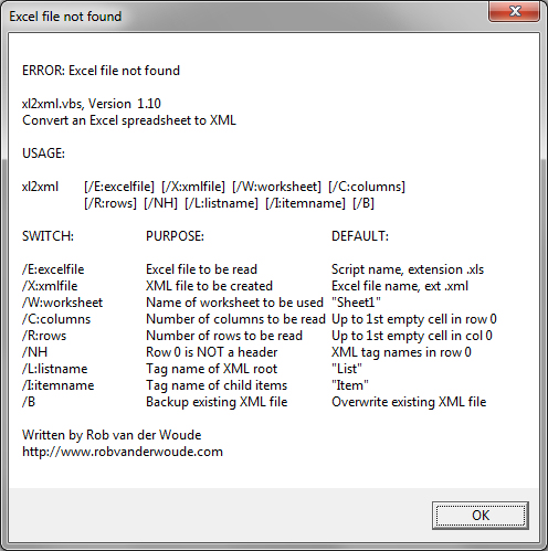 XL2XML.vbs screenshot